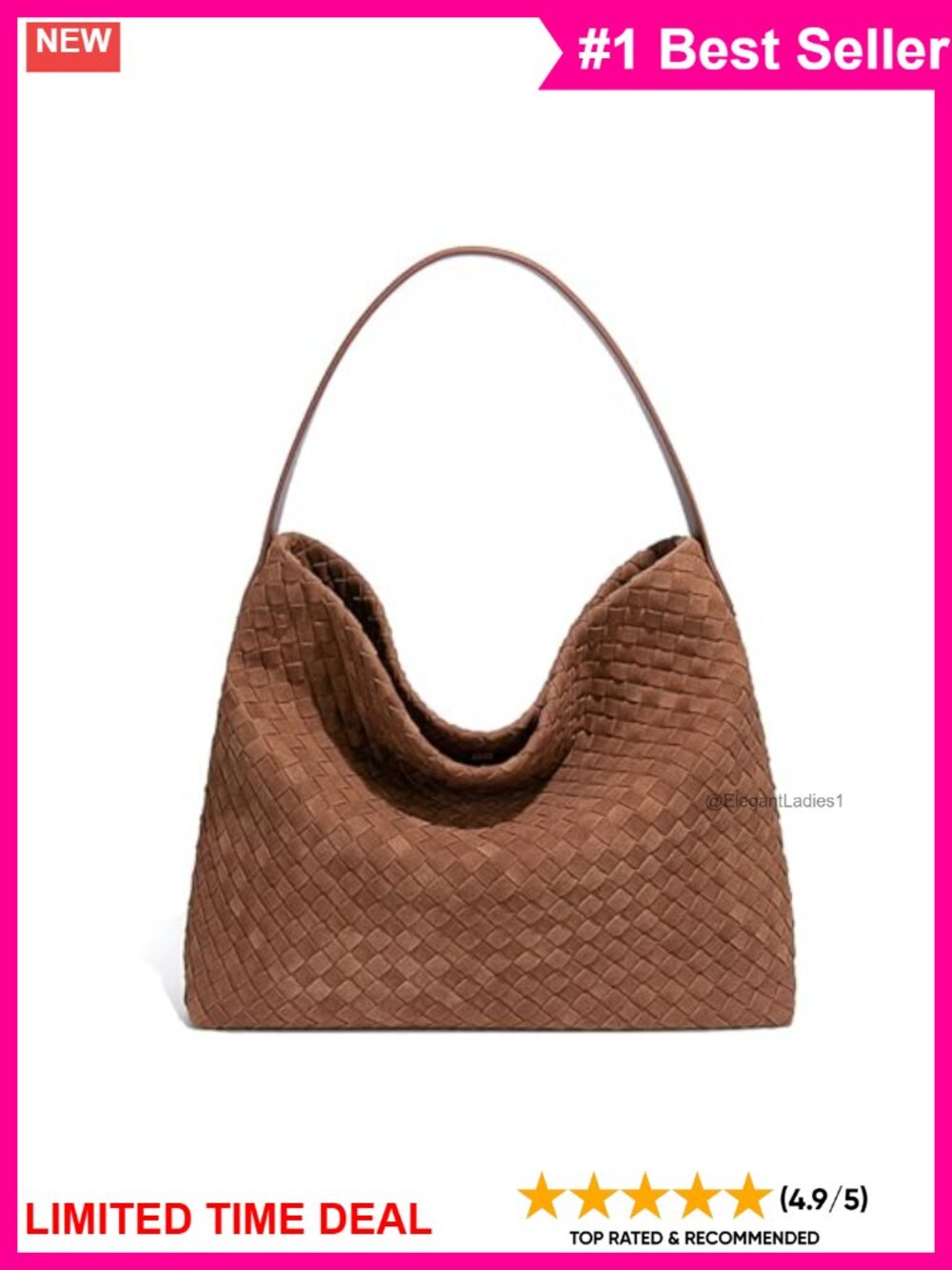Woven Suede Hobo Bag Crossbody Tote Slouchy Shoulder Bag Leather Handle